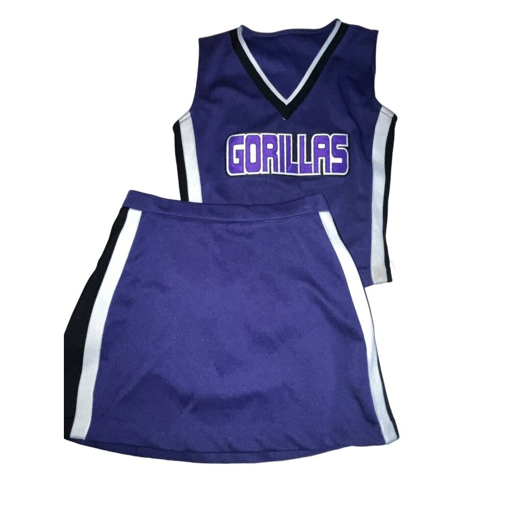 Cheerleader Uniform Outfit Costume Youth Gorillas 32" Top 26 Skirt Purple READ